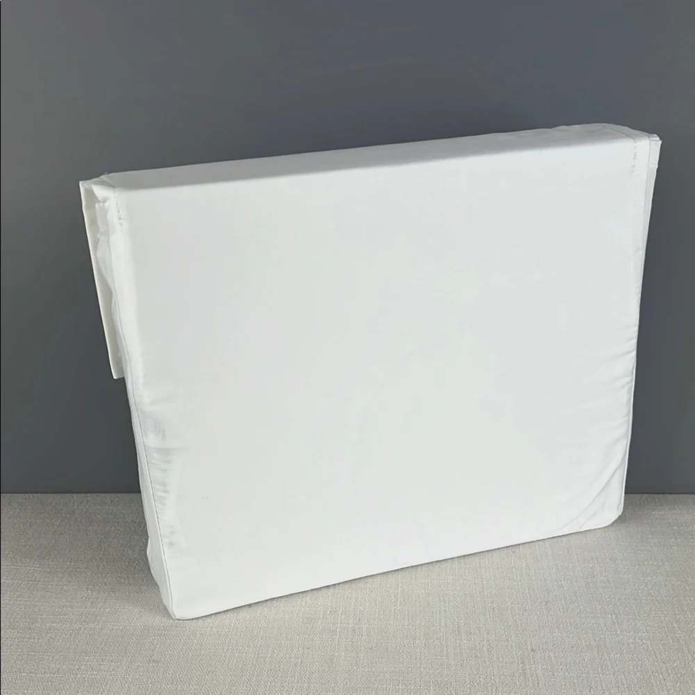Ralph Lauren Organic Sateen Border Queen Flat Sheet Parchment 96 x 108 NEW
